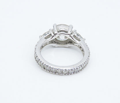 925 Sterling Silver  Cubic Zirconia Solitaire With Accents Ring Sz 7  RG8328