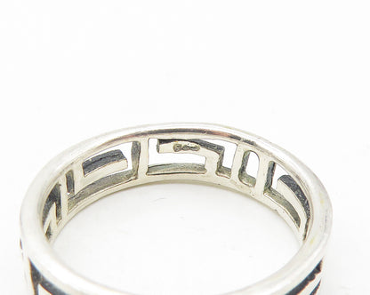 925 Sterling Silver  Vintage Shiny Greek Key Cutout Band Ring Sz 8  RG11261