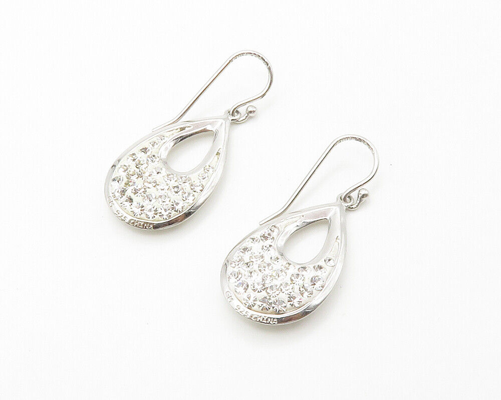 925 Sterling Silver  Sparkling Cubic Zirconia Open Tear Drop Earrings  EG7345