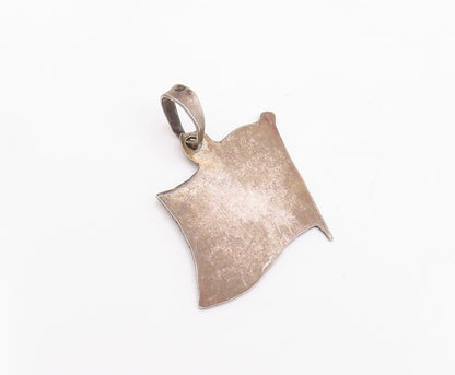 925 Sterling Silver Vintage Pendant Minimalist Enameled US Flag Charm  PT26125