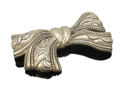 925 Sterling Silver  Vintage Floral Vine Bow Tied Ribbon Brooch Pin  BP6017