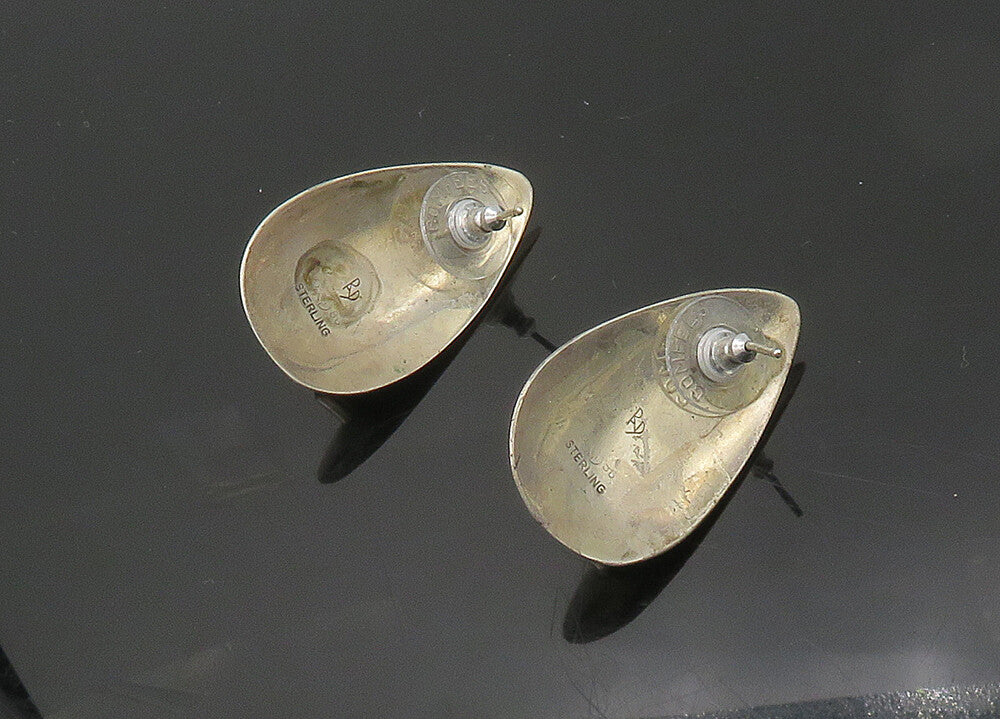CAROL FELLEY 925 Silver  Vintage Cabochon Cut Black Onyx Drop Earrings  EG9830