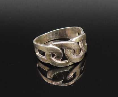 925 Sterling Silver Vintage Interlocking Open Circles Band Ring Sz 9.5 RG25835