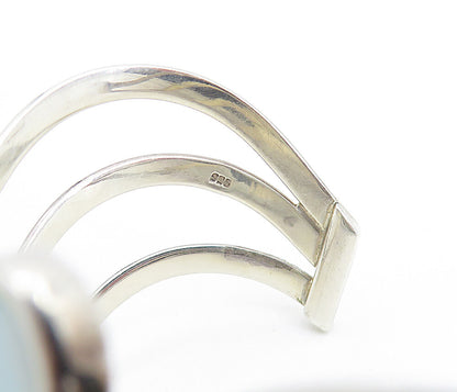 925 Sterling Silver  Vintage Mother Of Pearl Flower Split Cuff Bracelet BT2258