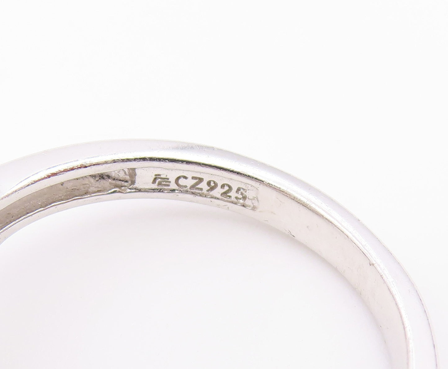 925 Sterling Silver Vintage Ring Citrine & CZ Octagon Halo Band  Sz 8  RG36576