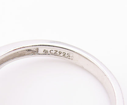 925 Sterling Silver Vintage Ring Citrine & CZ Octagon Halo Band  Sz 8  RG36576