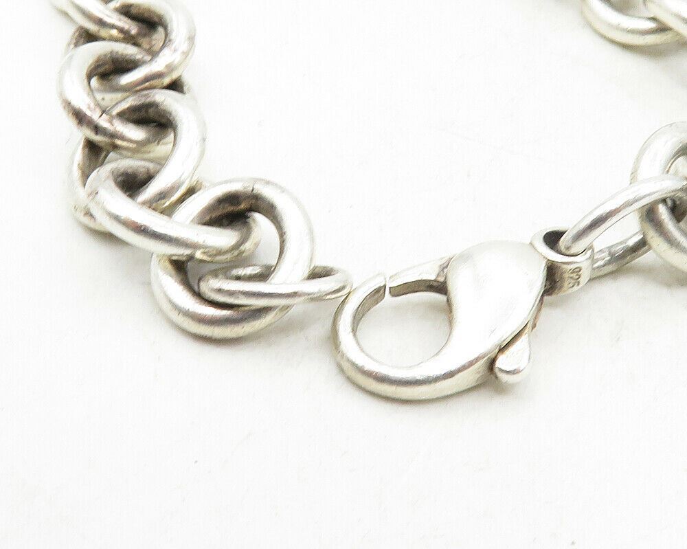 925 Sterling Silver  Vintage Love Heart Chain Bracelet  BT4190
