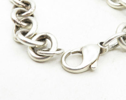 925 Sterling Silver  Vintage Love Heart Chain Bracelet  BT4190