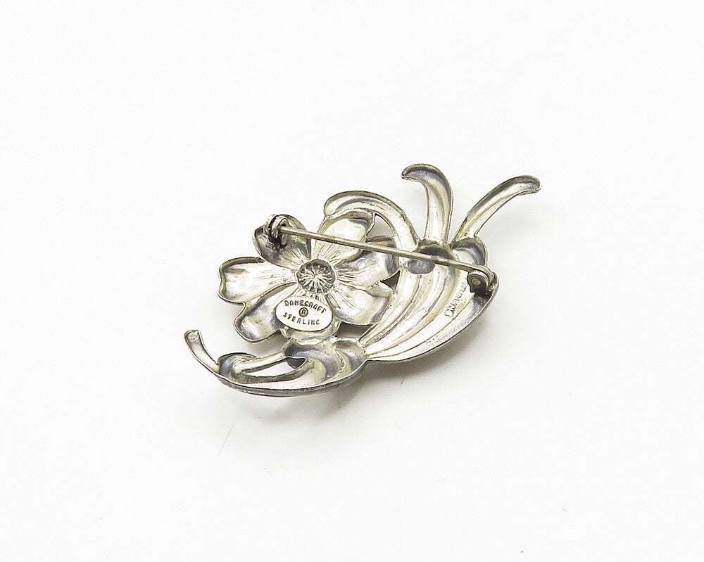 DANECRAFT 925 Sterling Silver  Vintage Shiny Flower Motif Brooch Pin  BP7066