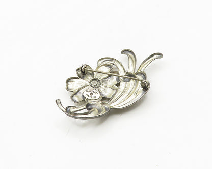 DANECRAFT 925 Sterling Silver  Vintage Shiny Flower Motif Brooch Pin  BP7066