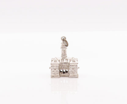 925 Sterling Silver Vintage Pendant 3D Carved Petite Clock Tower Charm  PT23023