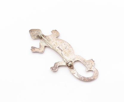 925 Sterling Silver Vintage Brooch NAVAJO Antique Etched Lizard  BP11604