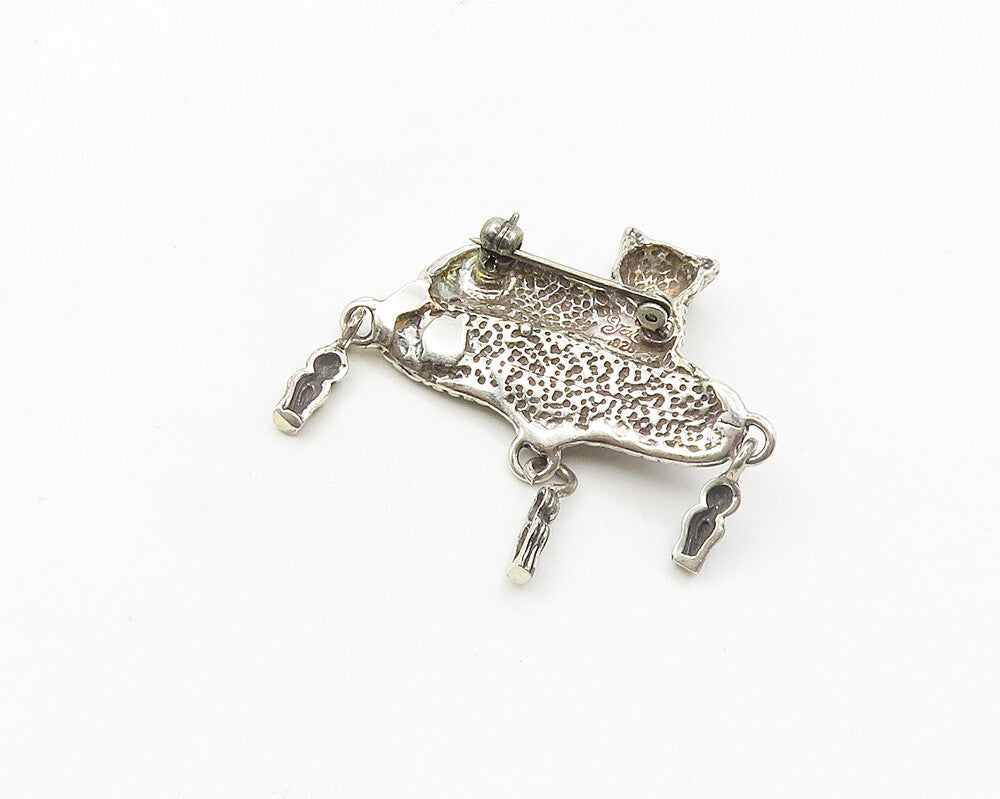 JEZLAINE 925 Sterling Silver  Vintage Shiny Lying Cat Motif Brooch Pin  BP7522