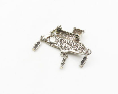 JEZLAINE 925 Sterling Silver  Vintage Shiny Lying Cat Motif Brooch Pin  BP7522
