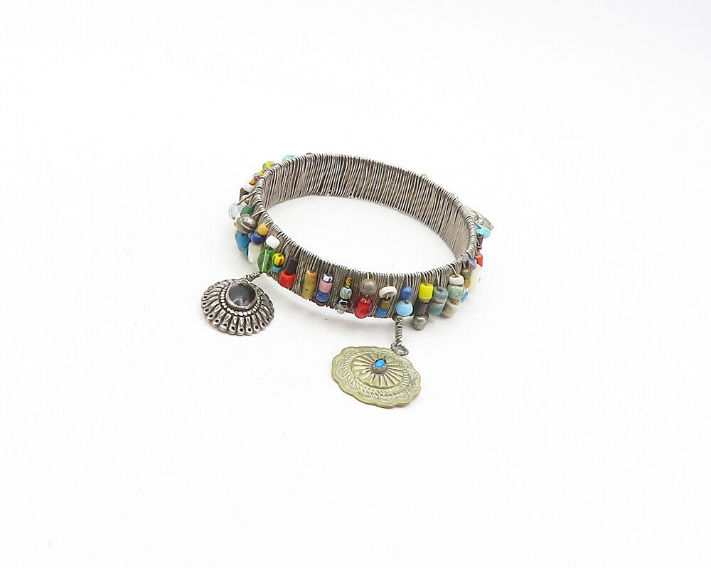 SILVER CLOUD 925 Silver Vintage Multi Stone Bangle Bracelet  BT7227