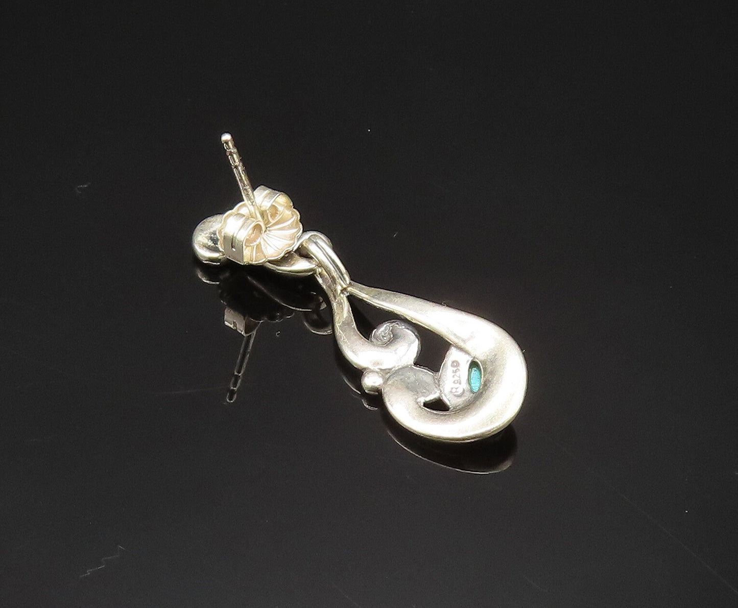 CAROLYN POLLACK 925 Silver  Vintage Swirl Wrapped Turquoise Earrings  EG11831