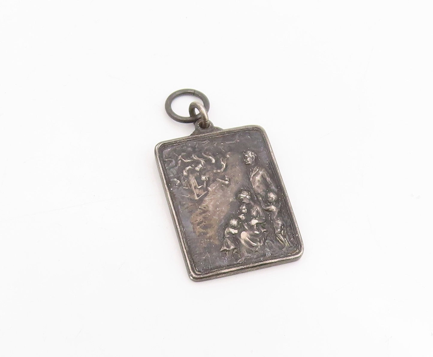 925 Sterling Silver Vintage Pendant Antique Fire Dept Home Again Award  PT25717