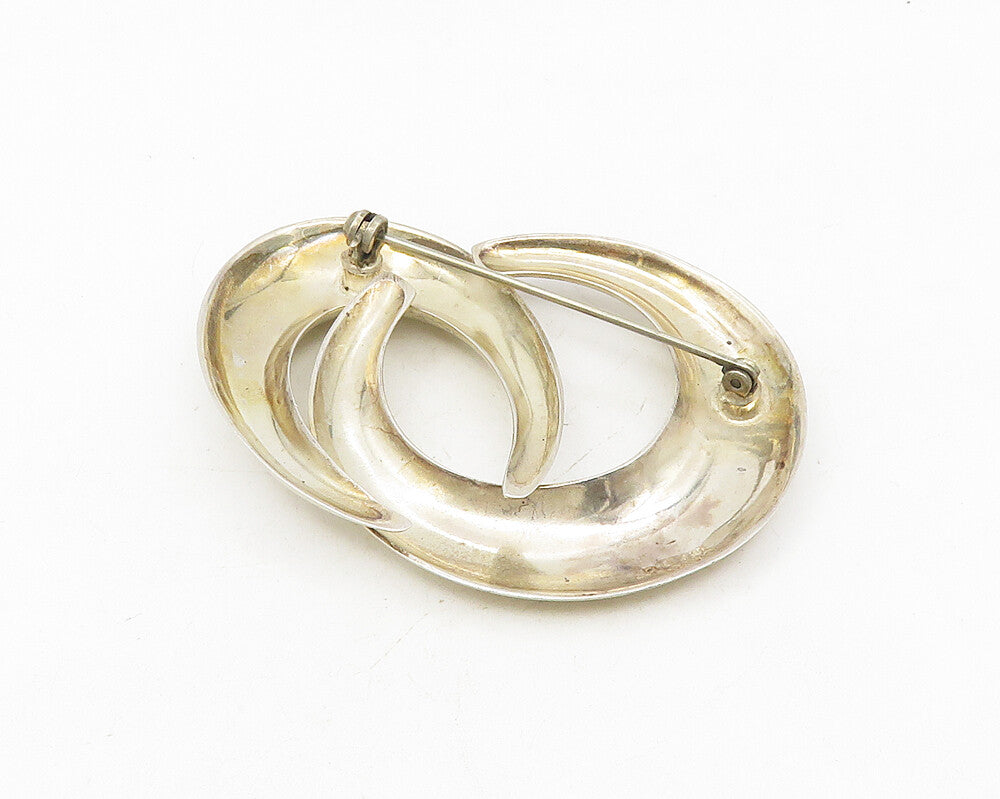 MEXICO 925 Sterling Silver  Vintage Smooth Shiny Swirl Brooch Pin  BP4279