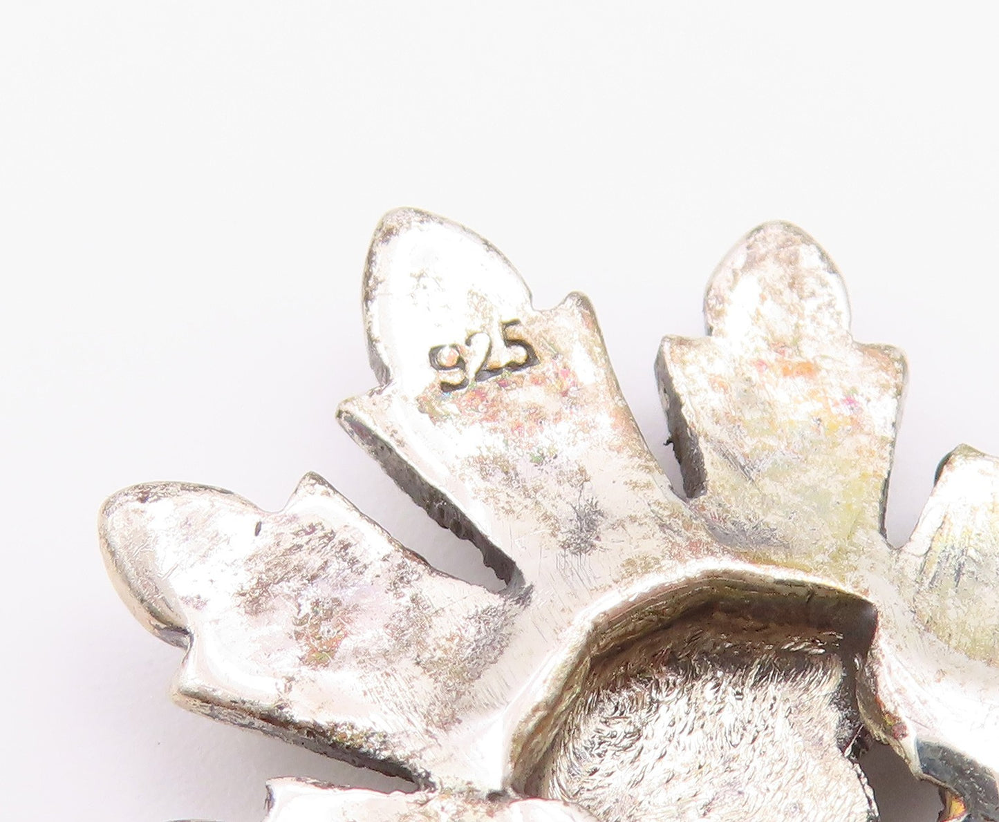 925 Sterling Silver Vintage Brooch Pin Onyx  & Ruby Winged Goddess  BP12590