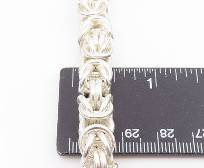 925 Sterling Silver Vintage Necklace Intricate Woven Solid Byzantine Link NE4826