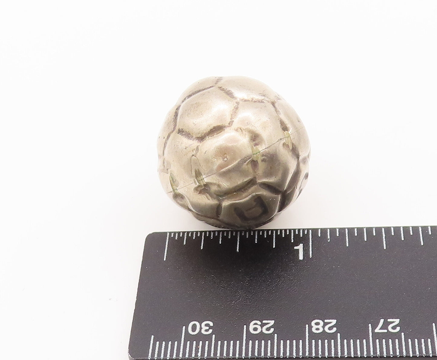 925 Sterling Silver Vintage Pendant MEXICO Puffed Football Jingles  PT22718