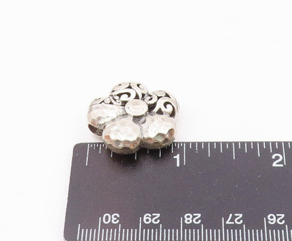 925 Sterling Silver  Vintage Shiny Hammered Swirl Flower Pendant  PT15681
