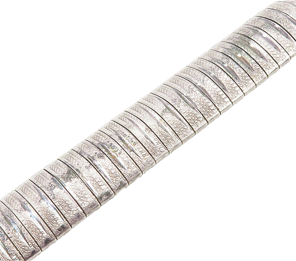 925 Sterling Silver  Vintage Shiny Etched Panel Chain Bracelet  BT6191