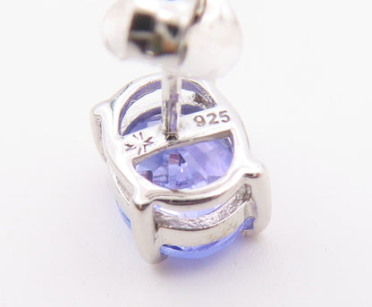 925 Sterling Silver Vintage Earrings Classic Oval Cut Tanzanite Studs  EG14487