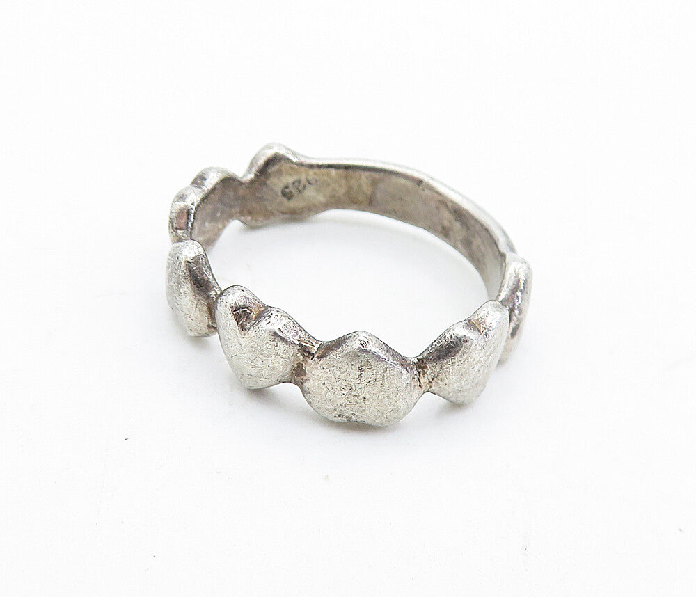 925 Sterling Silver  Vintage Up & Down Love Hearts Band Ring Sz 6.5  RG6103
