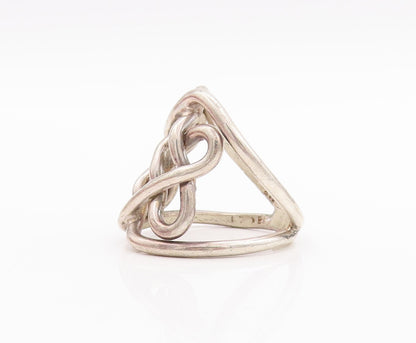 925 Sterling Silver Vintage Ring Solid Cutout Trellis Celtic Knot  Sz 8  RG28600