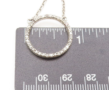 925 Sterling Silver  Vintage Minimalist Diamond Ring Pendant Necklace  NE4179