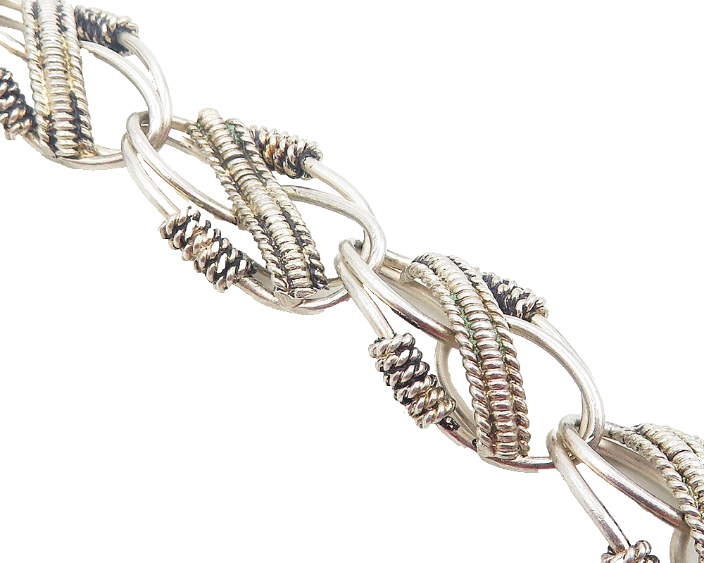 925 Sterling Silver  Vintage Shiny Rope Twist Wrapped Chain Bracelet  BT4579