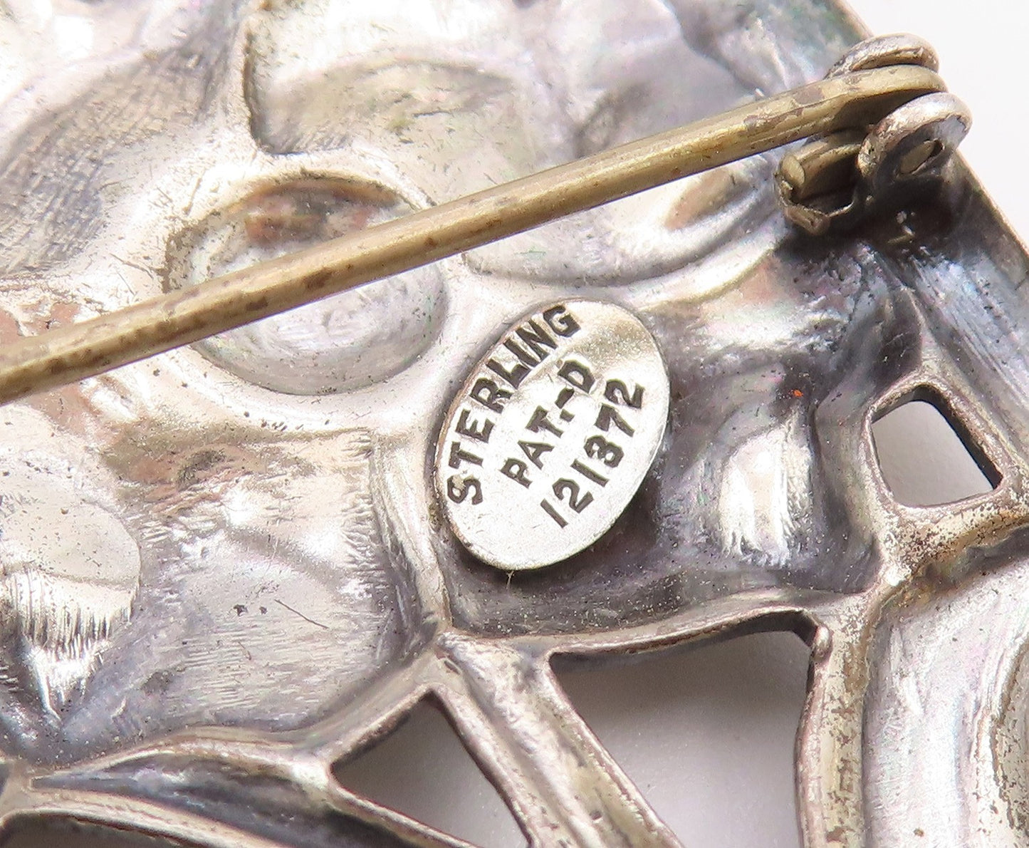 925 Sterling Silver  Vintage Dark Tone Flowers Etched Detail Brooch Pin BP5633