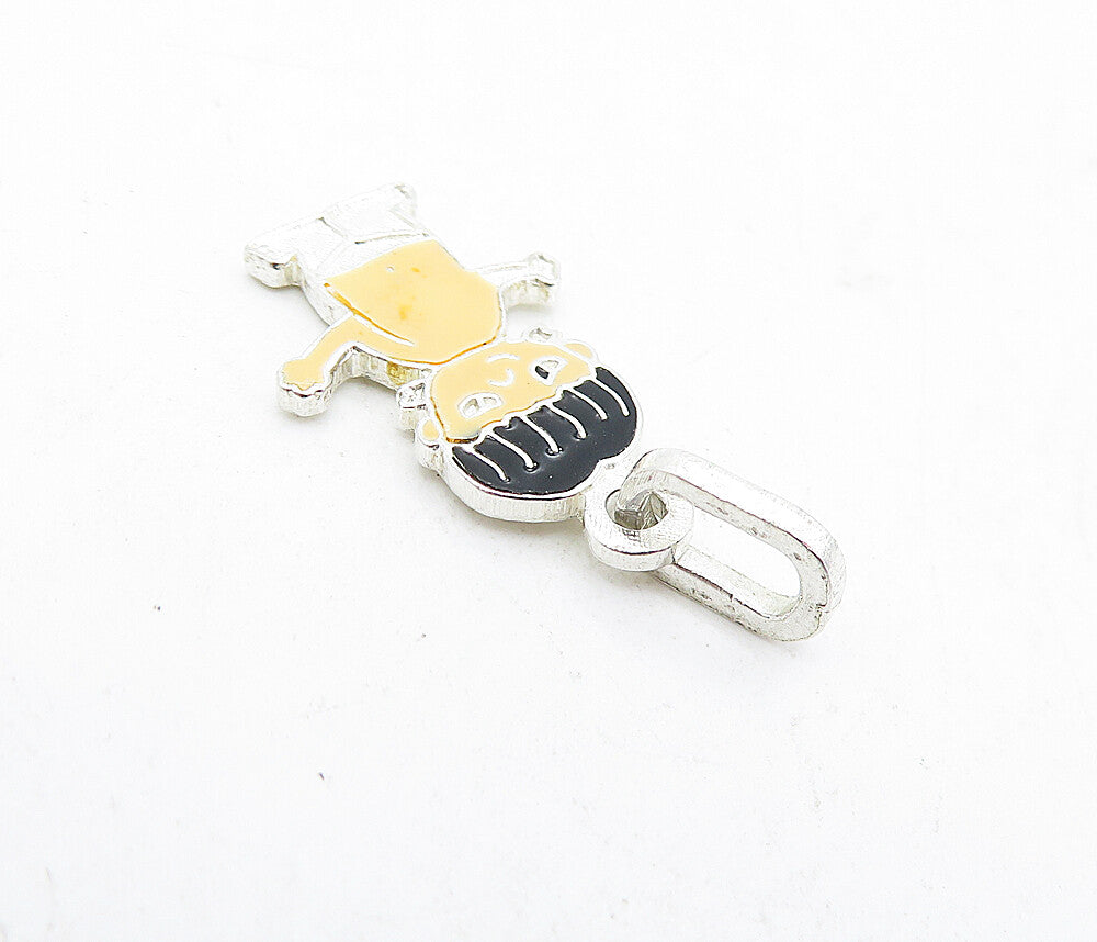 925 Sterling Silver  Petite Enamel Coated Little Boy Drop Pendant  PT3706