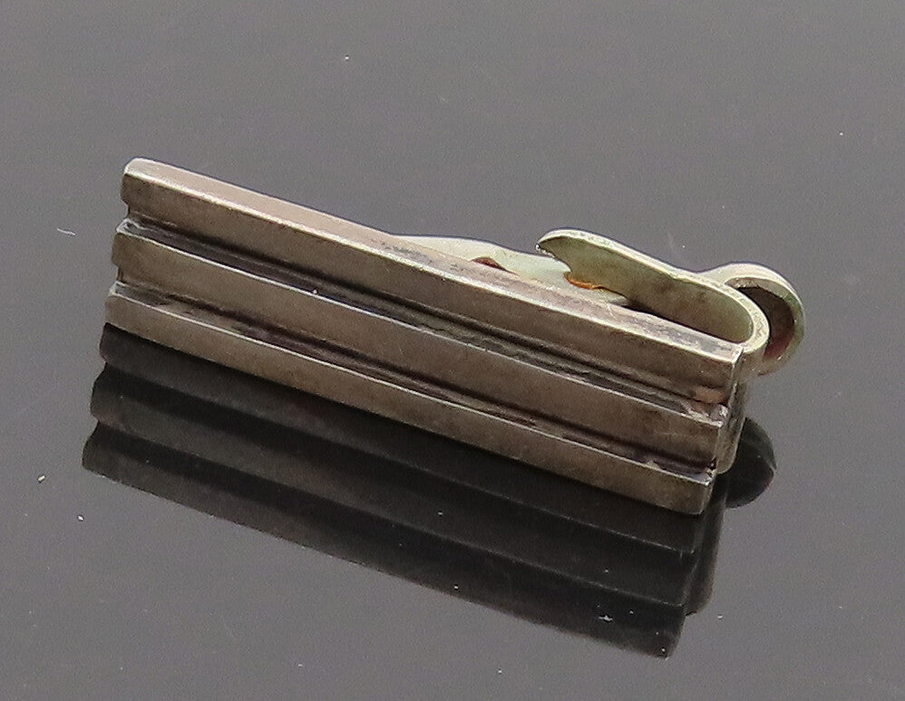 MEXICO 925 Silver  Vintage Raised Bordered Parallel Lines Tie Clip  TR3544