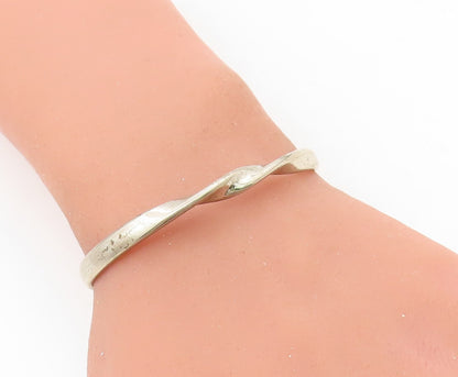 SERGIO LUB 925 Silver  Vintage Petite Shiny Twist Detail Cuff Bracelet  BT3105