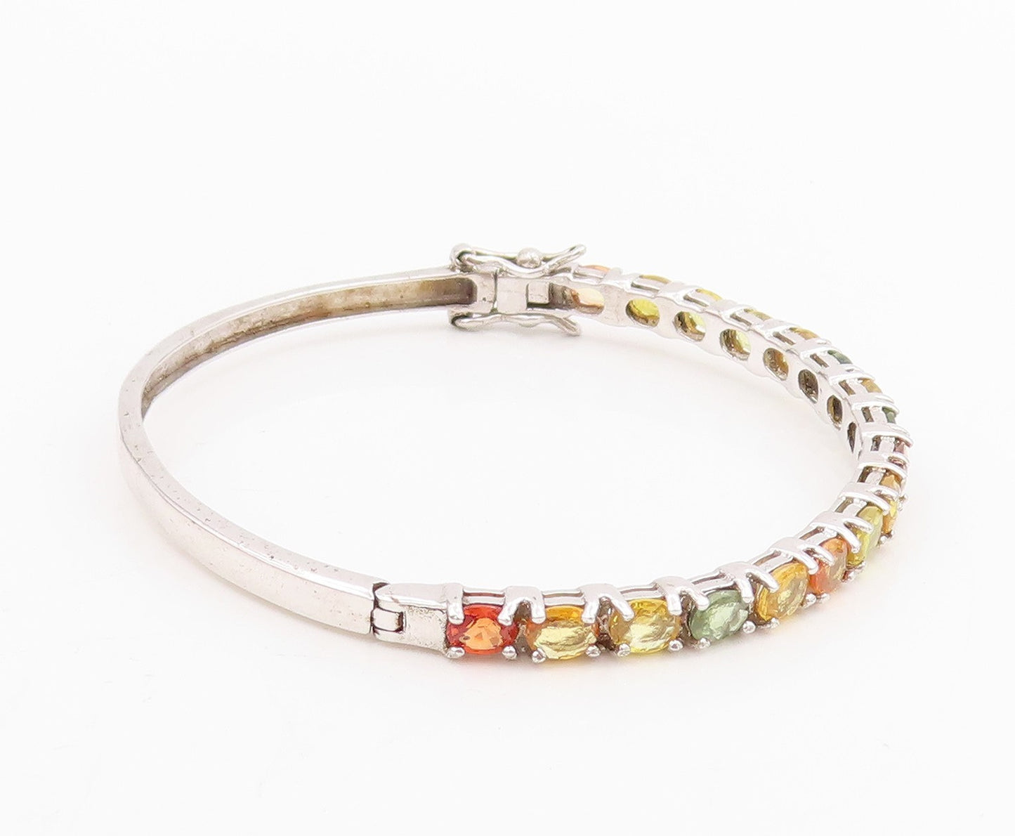 925 Sterling Silver Vintage Bracelet Oval Cut Real Gemstone Bangle  BT11532