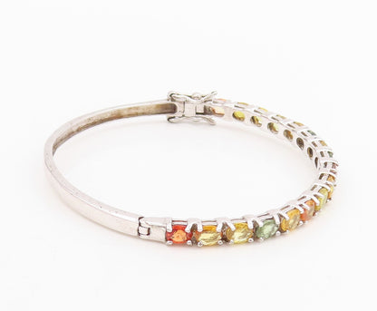 925 Sterling Silver Vintage Bracelet Oval Cut Real Gemstone Bangle  BT11532