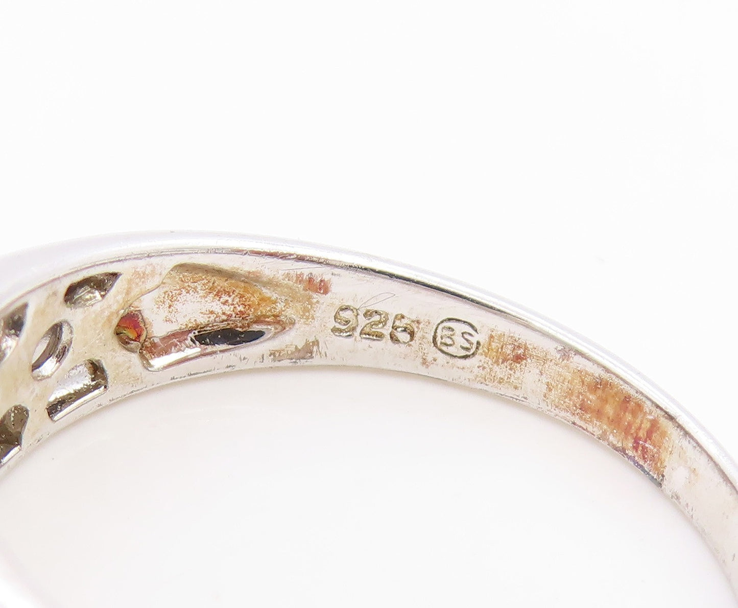 925 Sterling Silver Vintage Ring Oval Fire Opal & Tanzanite Band  Sz 10  RG35983