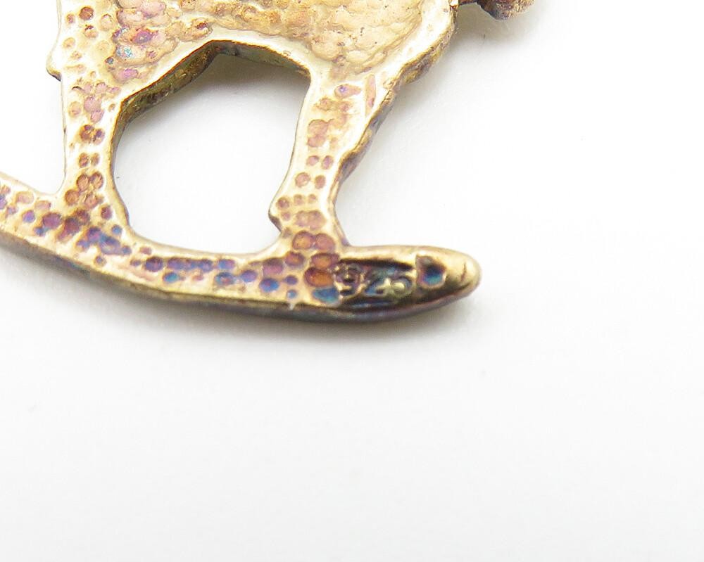 925 Sterling Silver  Vintage Diamond Cut Detail Rocking Horse Pendant  PT8964