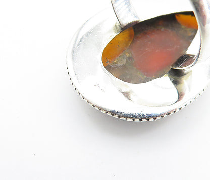 925 Sterling Silver  Pear Shaped Carnelian Wheat Cocktail Ring Sz 8  RG7763