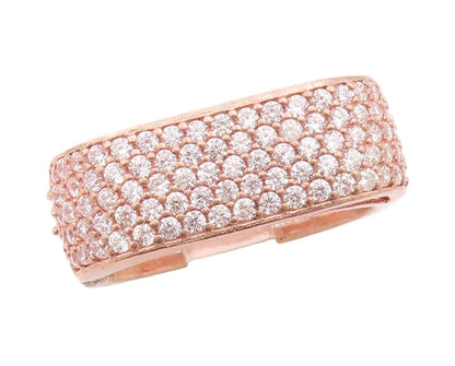925 Sterling Silver Vintage Ring Rose Gold Plated CZ Square Band  Sz 7  RG33250