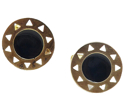 925 Sterling Silver  Vintage Enamel Coated Cutout Sunshine Cuff Links  TR1529