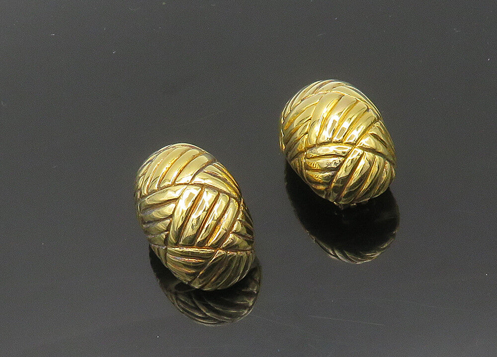 925 Sterling Silver  Vintage Gold Plated Hollow Non Pierce Earrings  EG9775