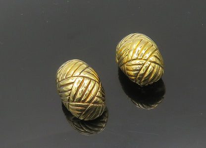 925 Sterling Silver  Vintage Gold Plated Hollow Non Pierce Earrings  EG9775