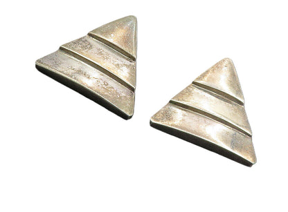 925 Sterling Silver  Vintage Dark Tone Pyramid Shaped Drop Earrings  EG4360