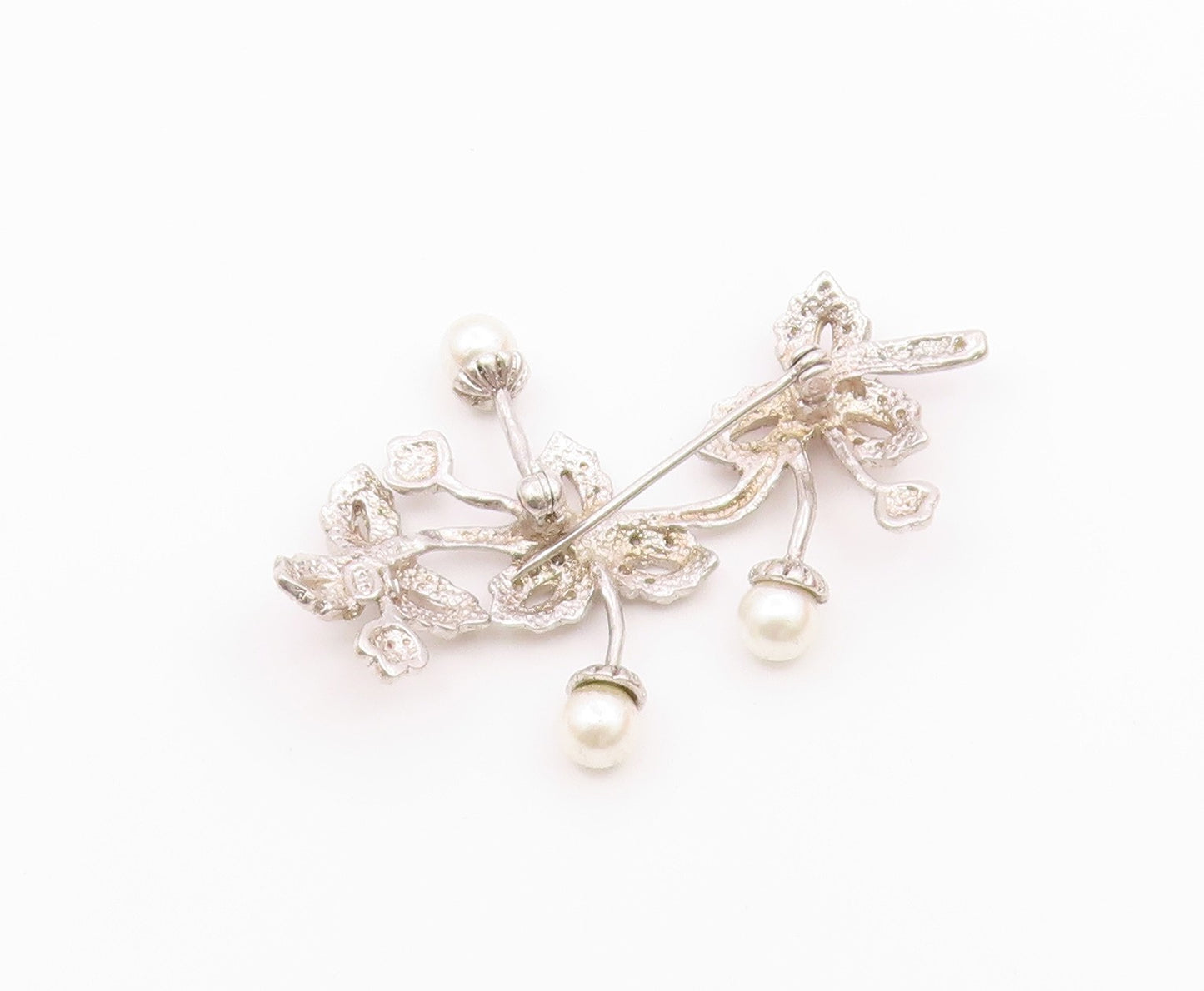 925 Silver  Vintage Fancy Freshwater Pearls & Topaz Stem Brooch Pin  BP10065