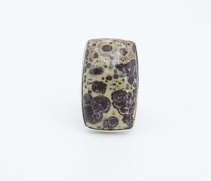 925 Sterling Silver  Brown Spotted Jasper Polished Cocktail Ring Sz 7  RG8332