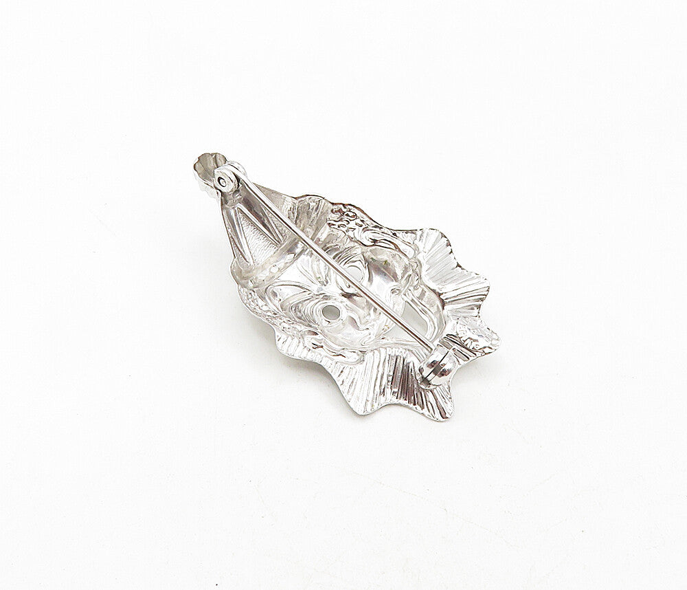 BEAU 925 Sterling Silver  Vintage Shiny Clown Face Motif Brooch Pin  BP3413