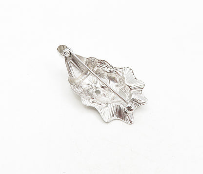 BEAU 925 Sterling Silver  Vintage Shiny Clown Face Motif Brooch Pin  BP3413